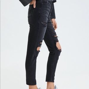 American eagle black distressed mom jeans.